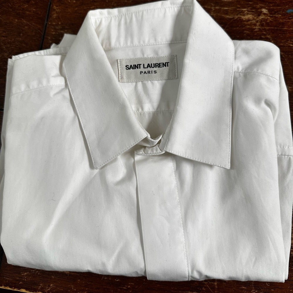 Men Saint Laurent Classic White Dress Shirt